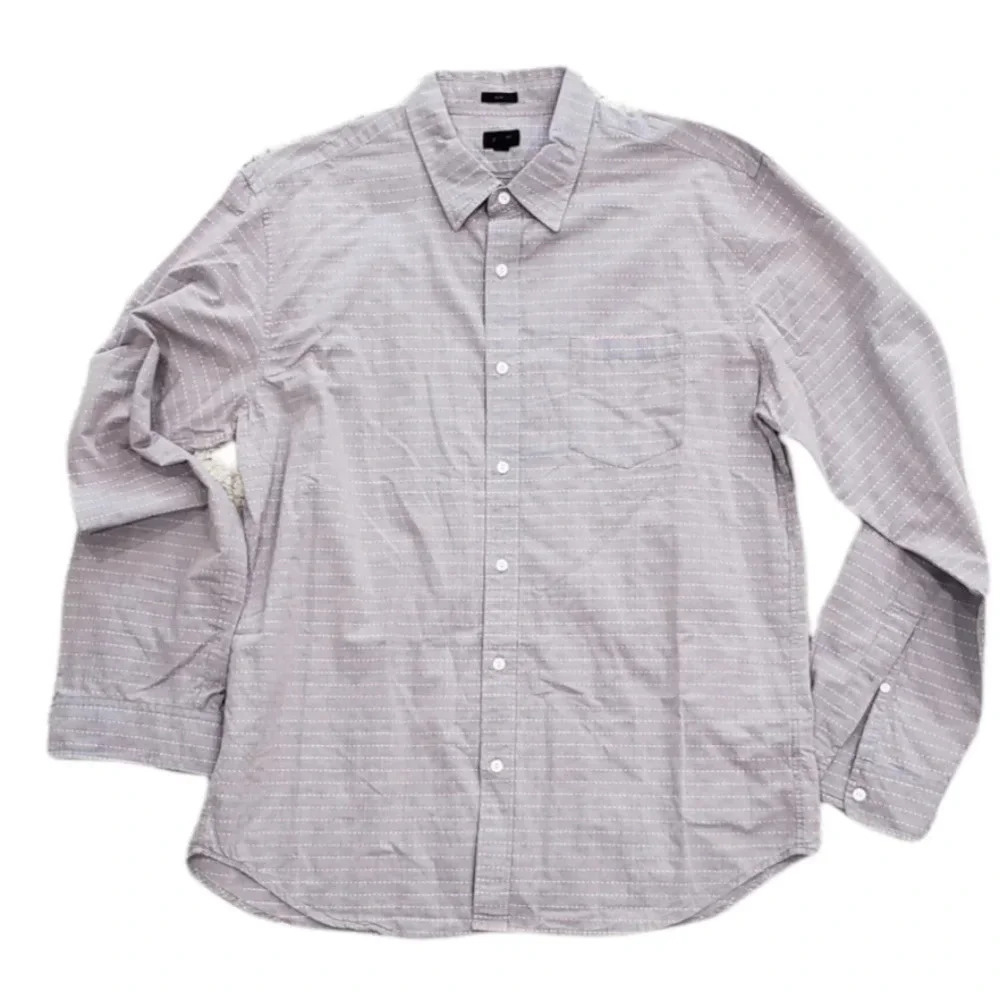 J. Crew Gray Striped Cotton Slim Shirt XL
